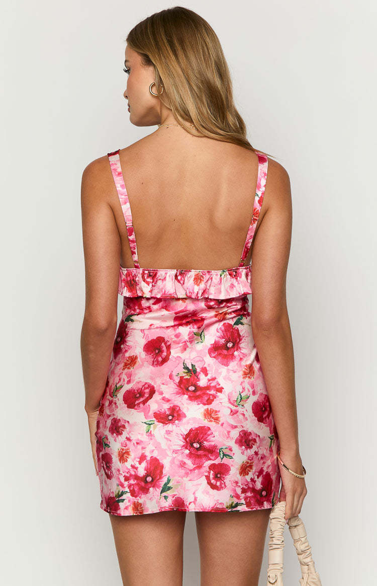 Meluse Pink Floral Mini Dress-Vavasi.All Rights Reserved.