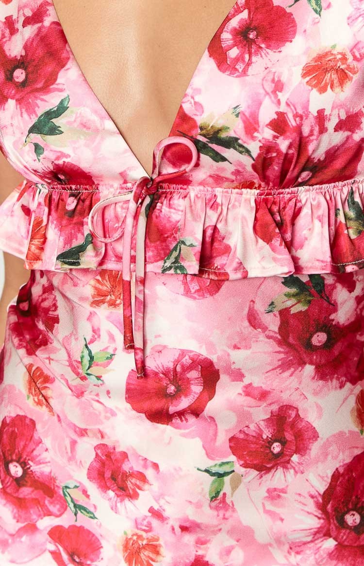 Meluse Pink Floral Mini Dress-Vavasi.All Rights Reserved.