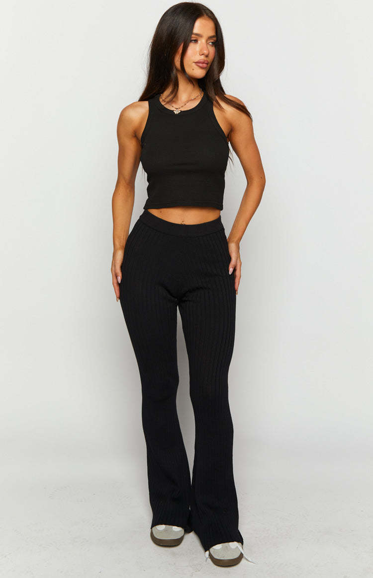 Midnight City Black Knit Pants-Vavasi.All Rights Reserved.