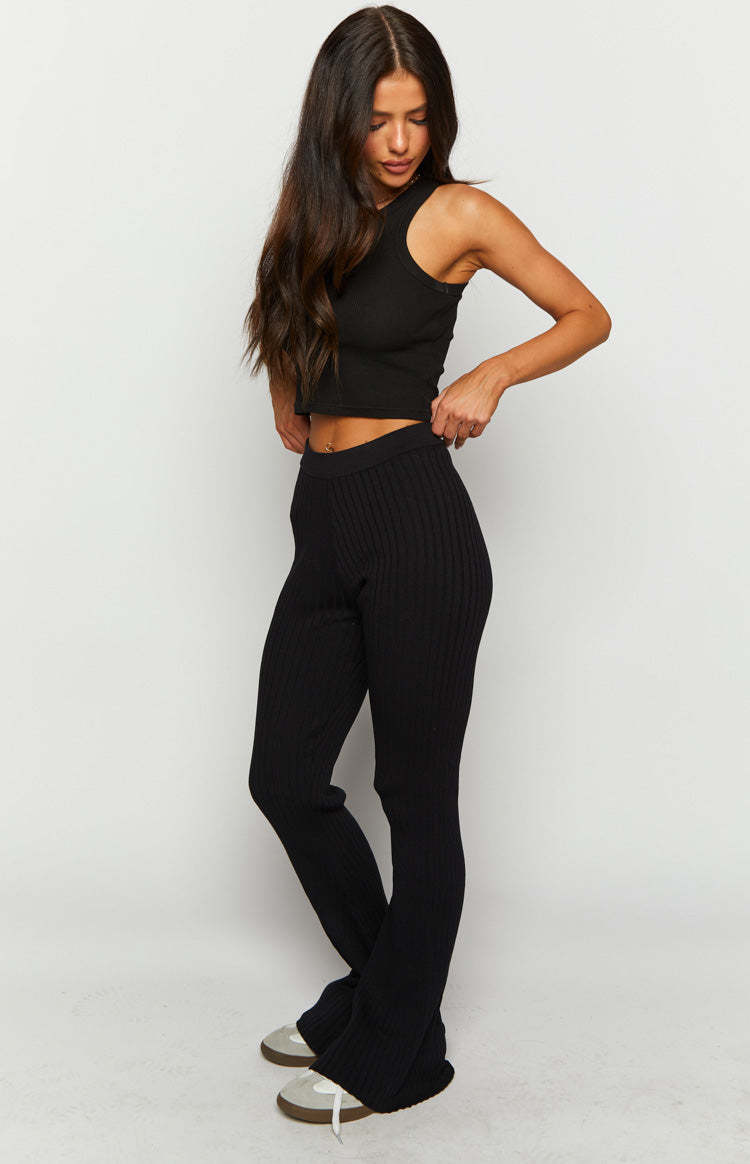 Midnight City Black Knit Pants-Vavasi.All Rights Reserved.