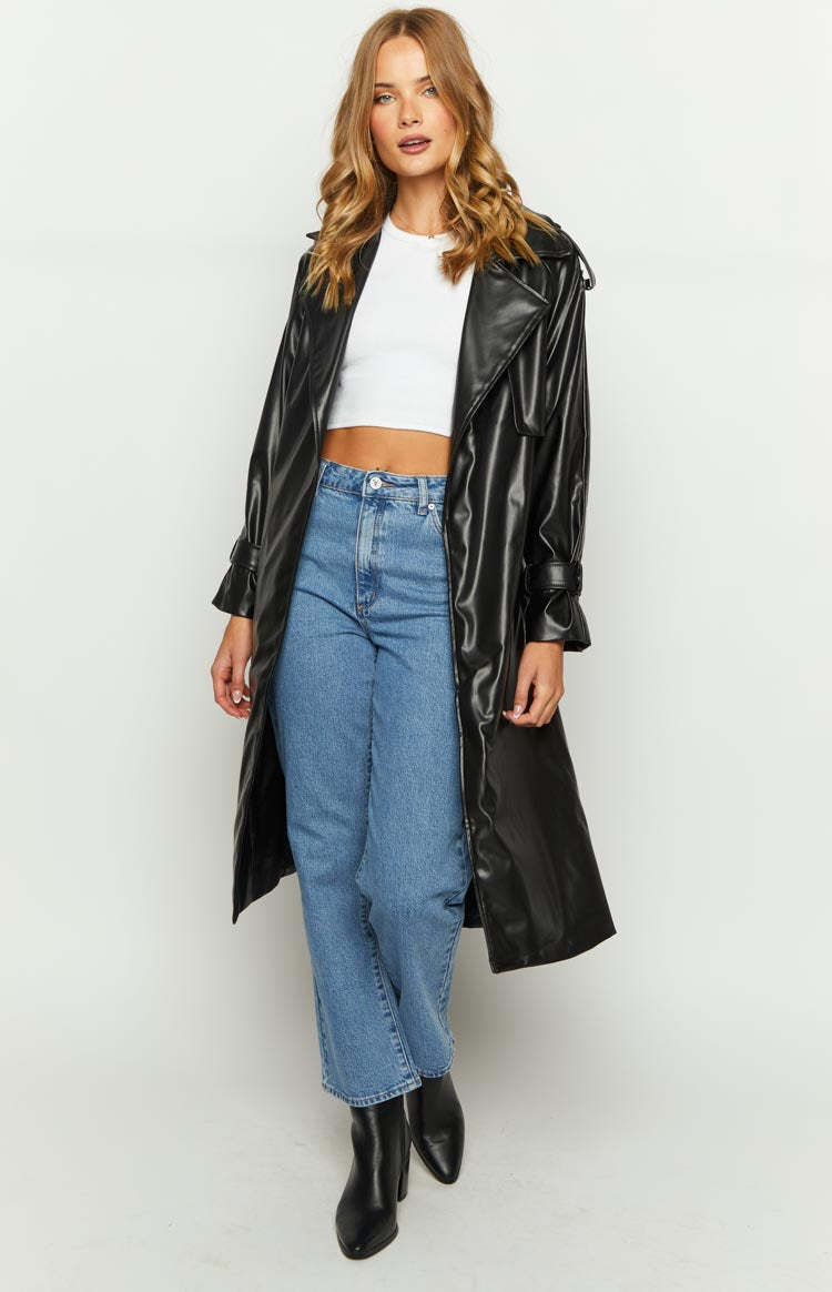 Midnight Mirage Black PU Trench-Vavasi.All Rights Reserved.