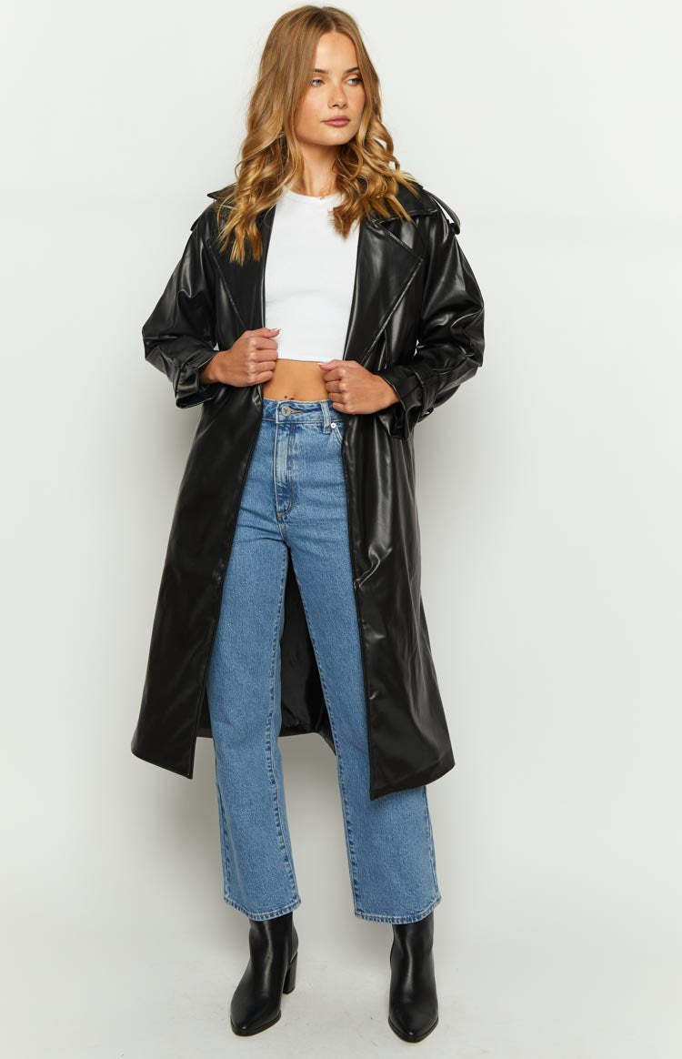 Midnight Mirage Black PU Trench-Vavasi.All Rights Reserved.