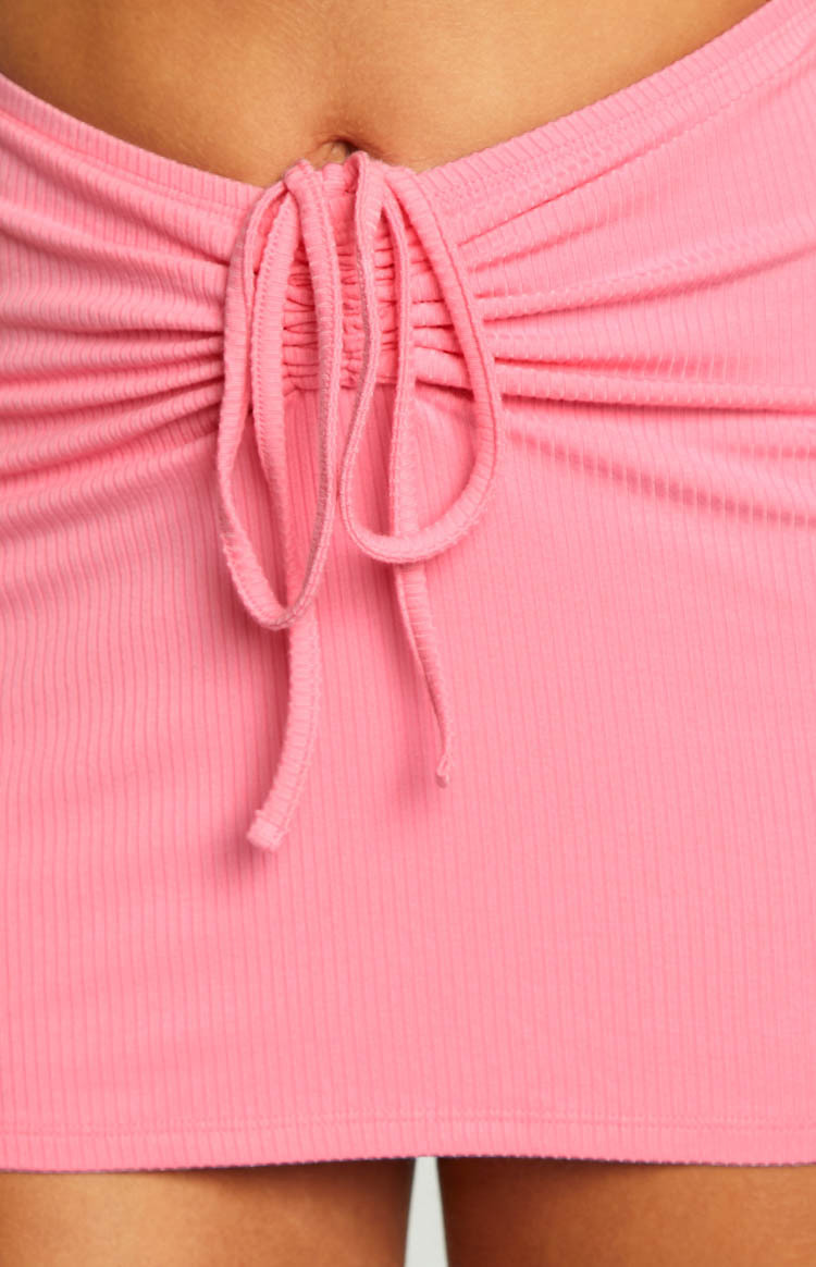 Milee Pink Rib Mini Skirt-Vavasi.All Rights Reserved.