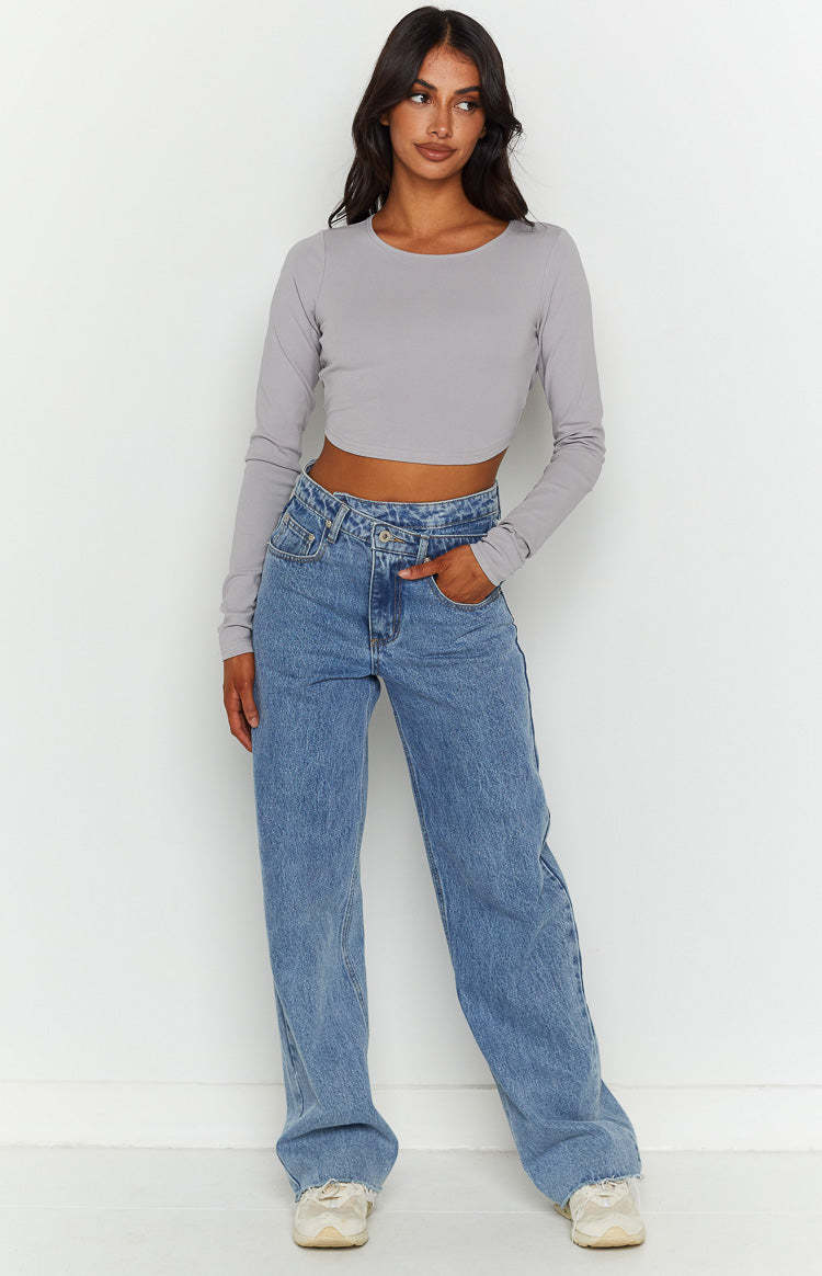 Milja Grey Open Back Top-Vavasi.All Rights Reserved.