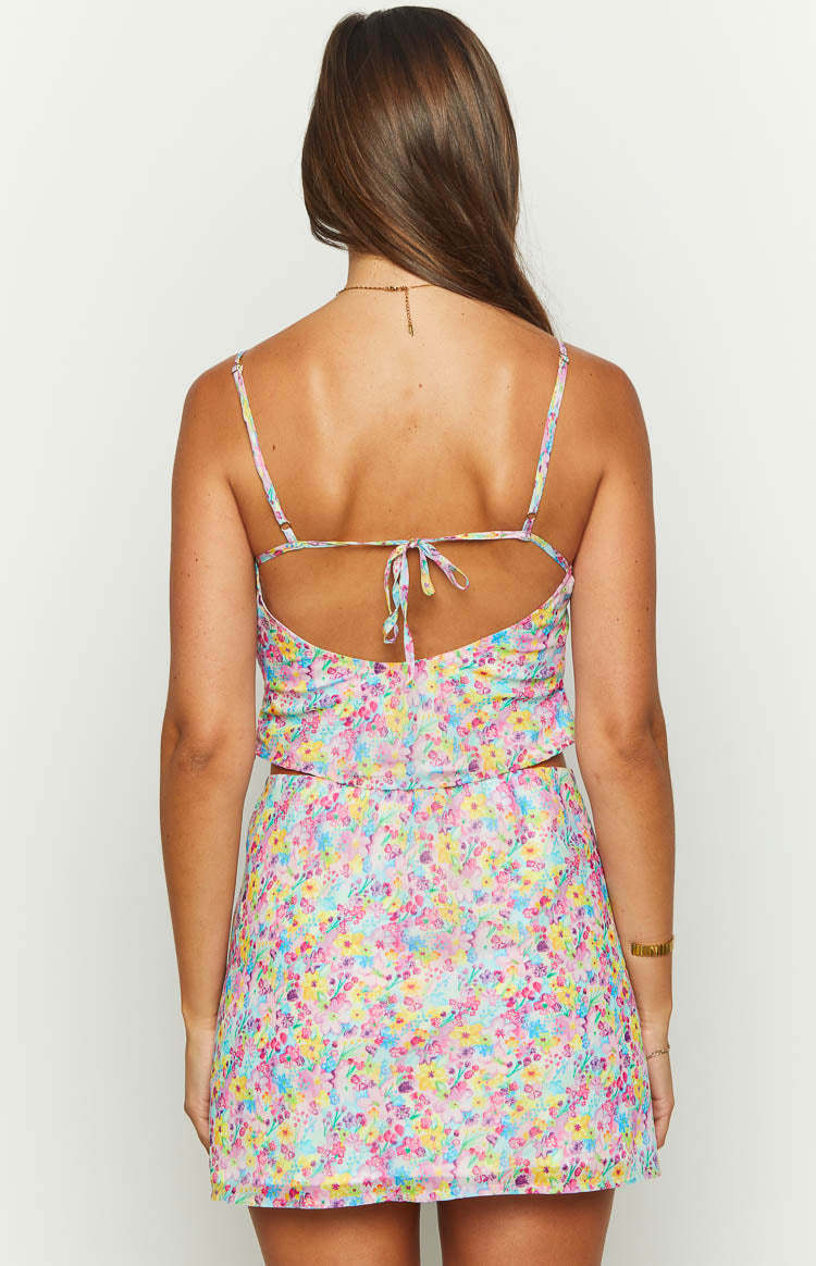 Milliana Painted Floral Pink Crop Top-Vavasi.All Rights Reserved.