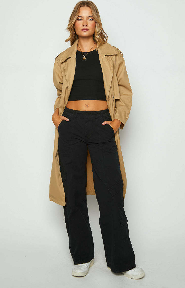 Millie Black Low Rise Cargo Trousers-Vavasi.All Rights Reserved.