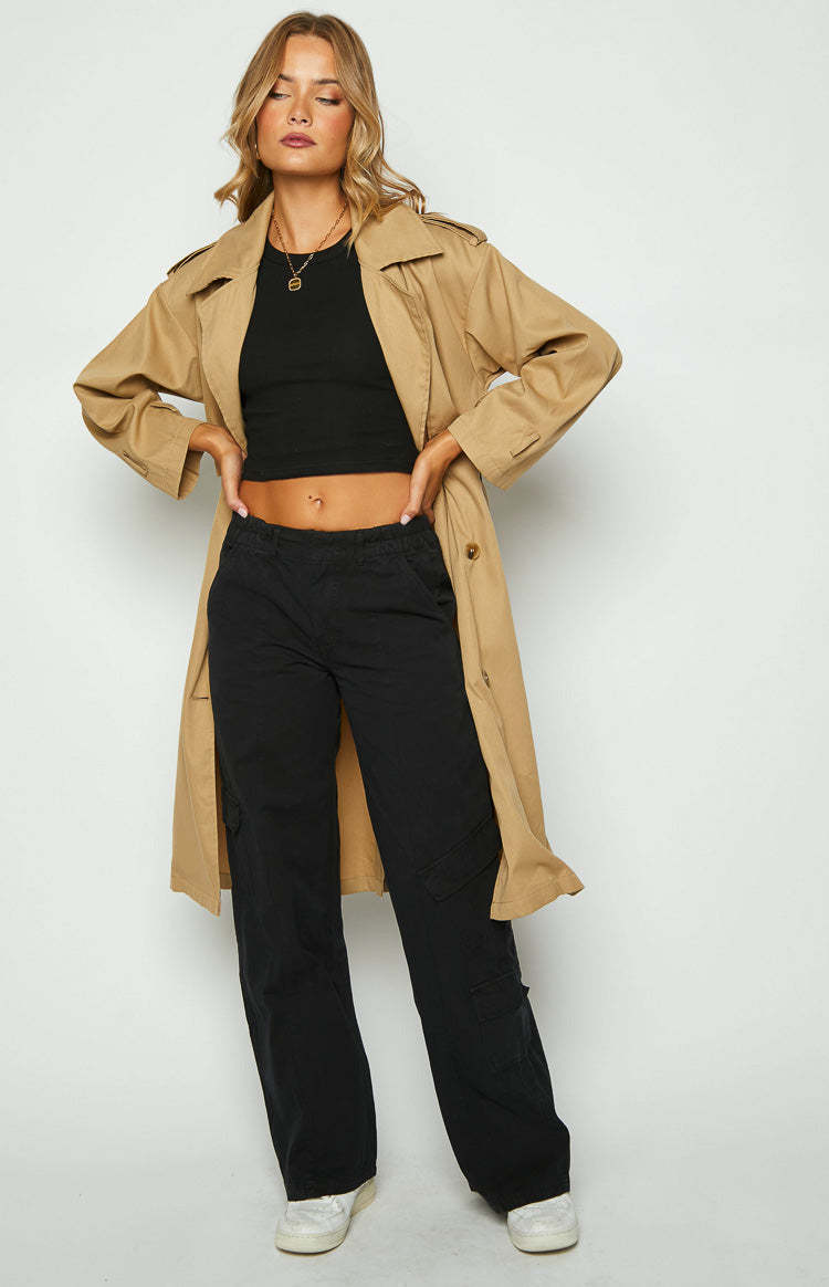 Millie Black Low Rise Cargo Trousers-Vavasi.All Rights Reserved.