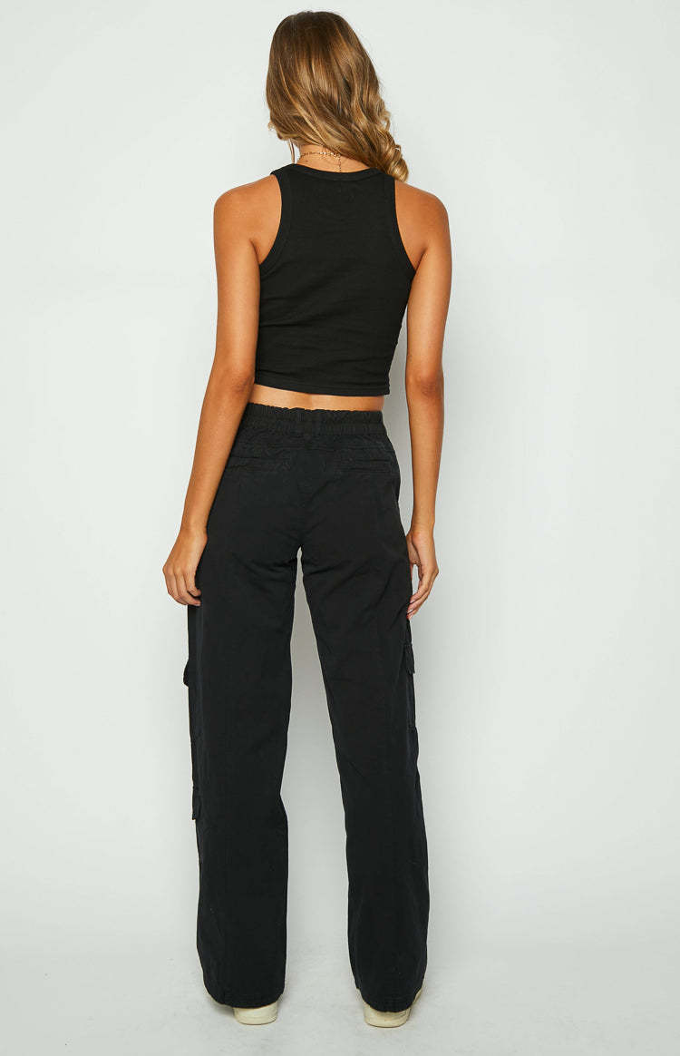 Millie Black Low Rise Cargo Trousers-Vavasi.All Rights Reserved.