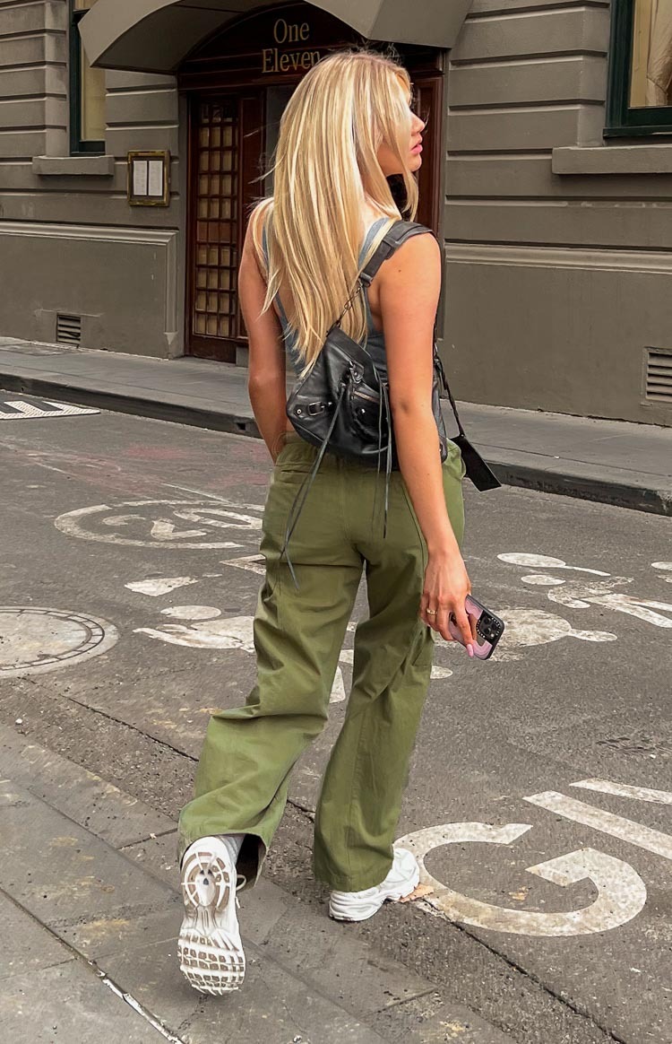 Millie Khaki Low Rise Cargo Trousers-Vavasi.All Rights Reserved.