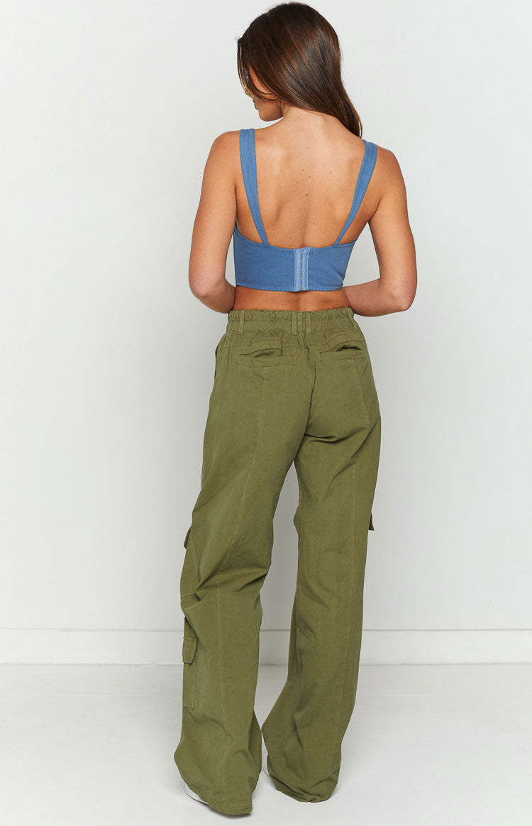 Millie Khaki Low Rise Cargo Trousers-Vavasi.All Rights Reserved.