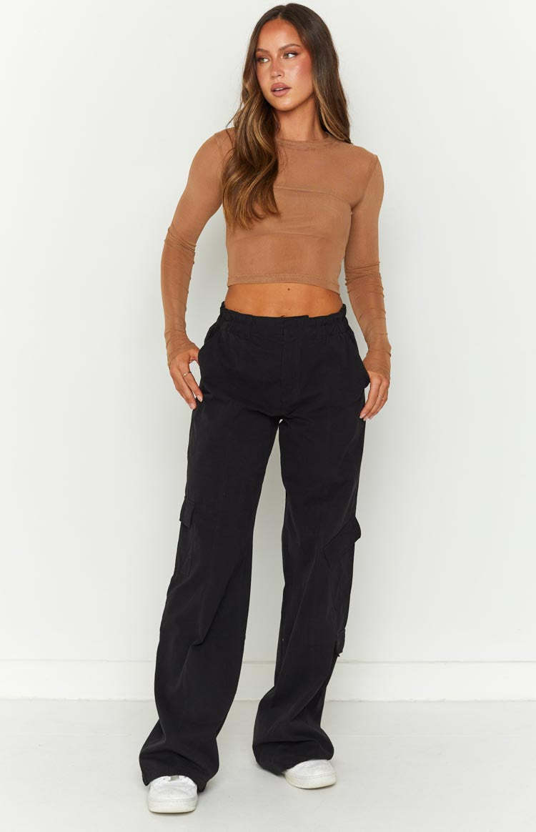 Millie Black Low Rise Cargo Trousers-Vavasi.All Rights Reserved.