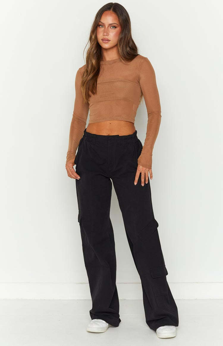 Millie Black Low Rise Cargo Trousers-Vavasi.All Rights Reserved.