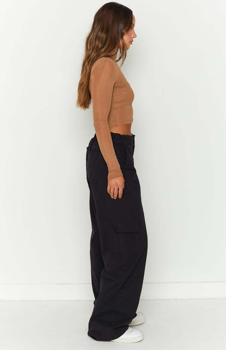 Millie Black Low Rise Cargo Trousers-Vavasi.All Rights Reserved.