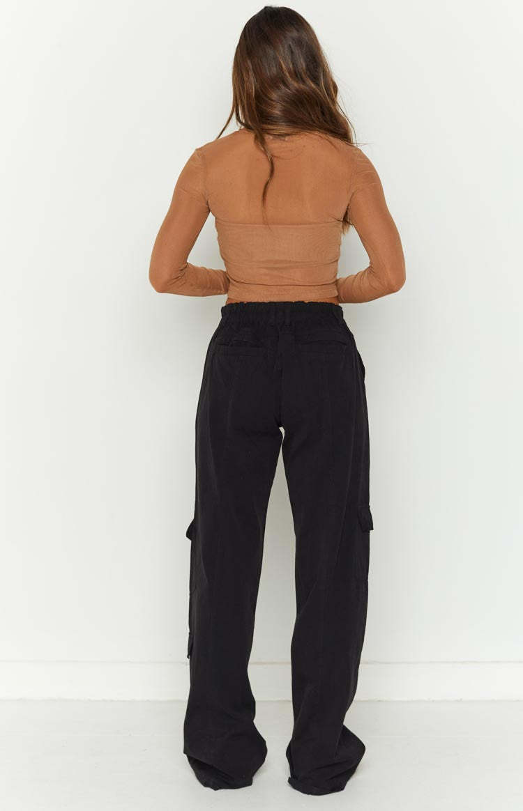 Millie Black Low Rise Cargo Trousers-Vavasi.All Rights Reserved.