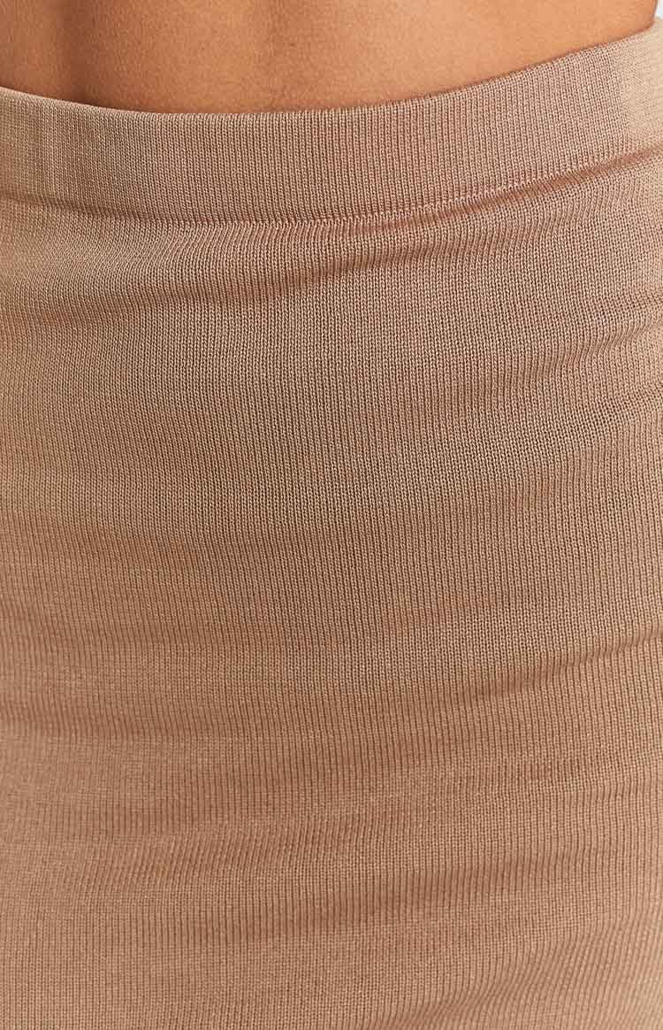 Mirrors Taupe Knit Mini Skirt-Vavasi.All Rights Reserved.