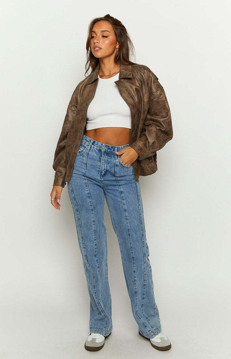 Monae Mid Wash Denim Jeans-Vavasi.All Rights Reserved.