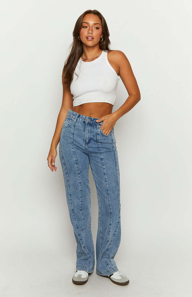 Monae Mid Wash Denim Jeans-Vavasi.All Rights Reserved.