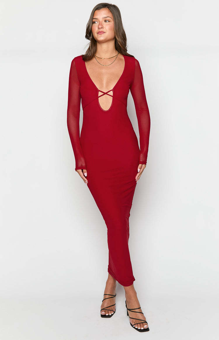 Monni Red Maxi Dress-Vavasi.All Rights Reserved.