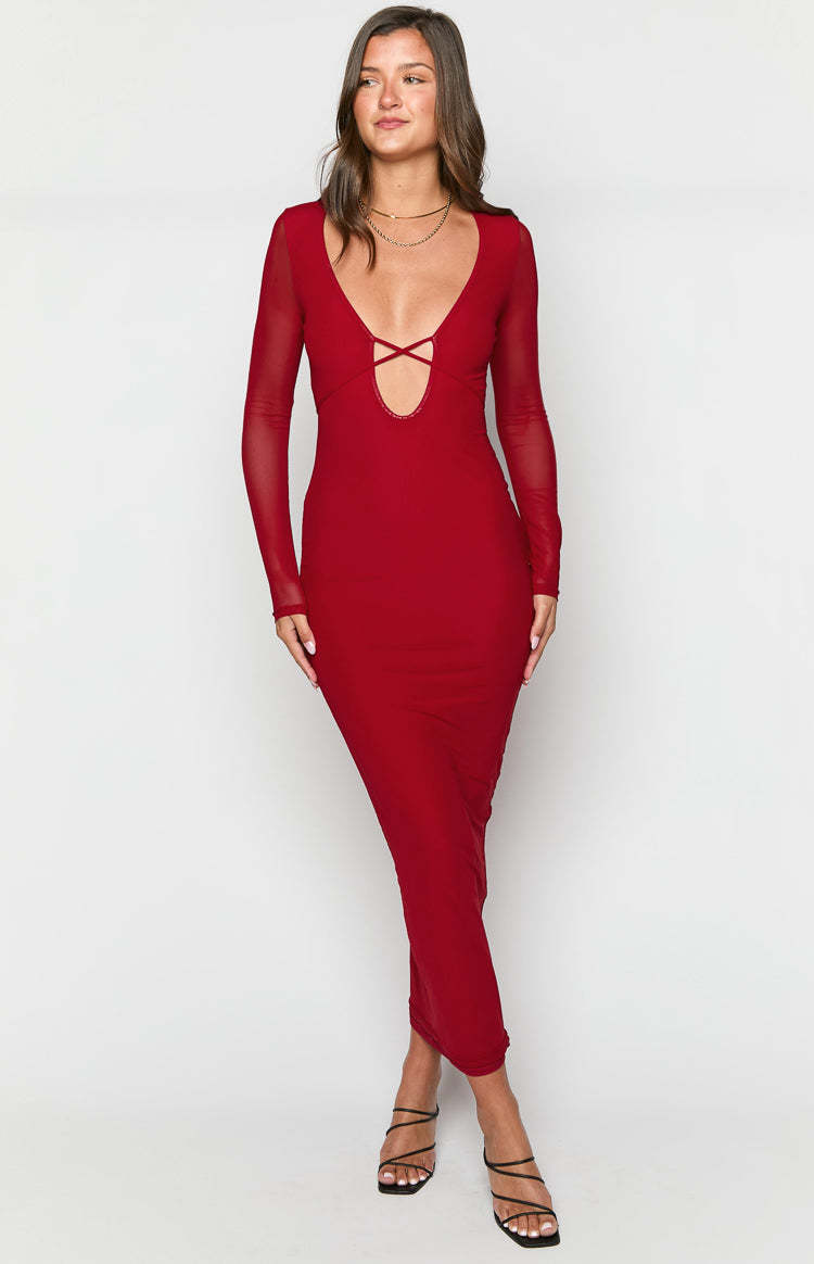 Monni Red Maxi Dress-Vavasi.All Rights Reserved.