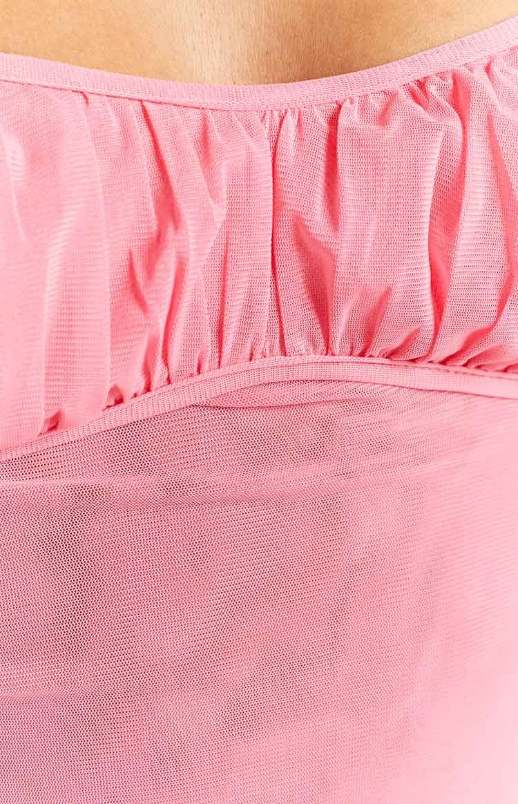 Mora Pink Mesh Top-Vavasi.All Rights Reserved.