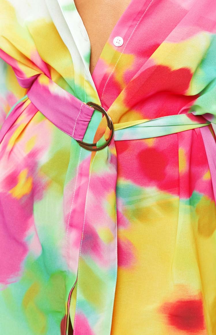 Moscow Floral Print Long Sleeve Button Up Mini Shirt Dress-Vavasi.All Rights Reserved.