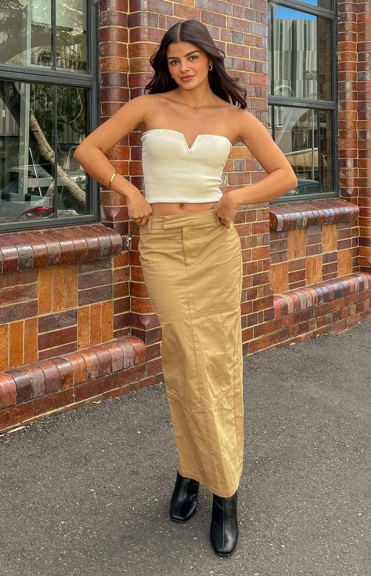 My Way Tan Maxi Skirt-Vavasi.All Rights Reserved.