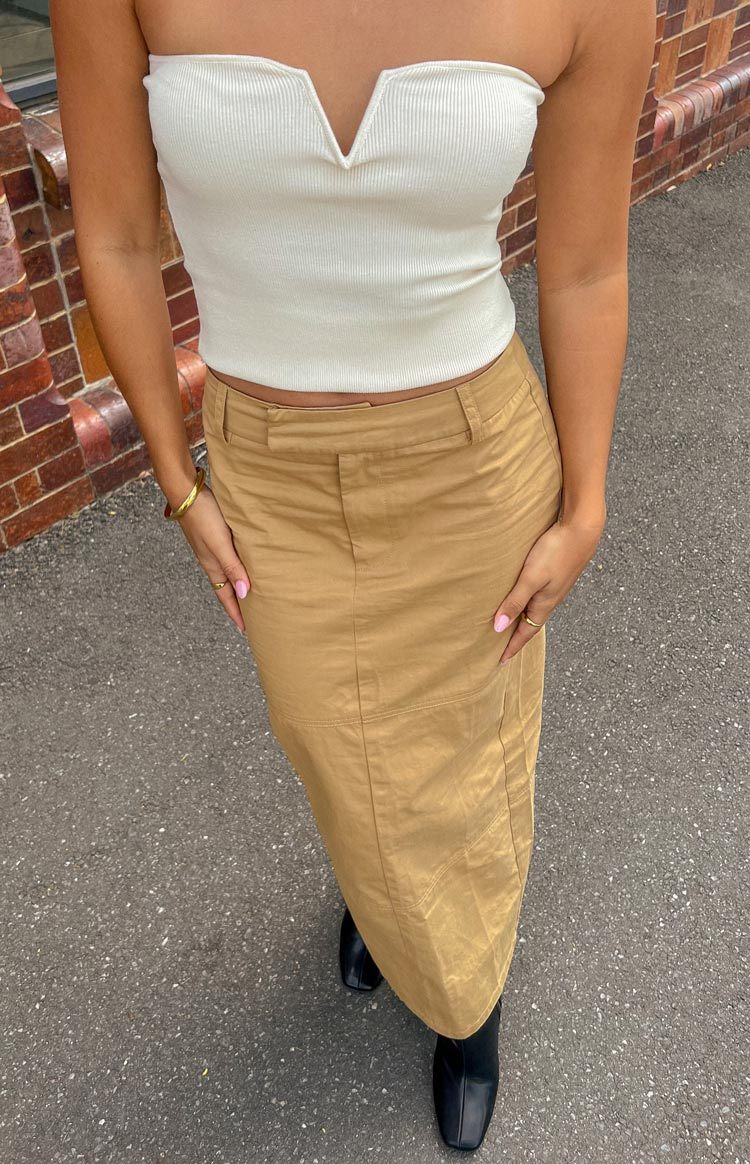 My Way Tan Maxi Skirt-Vavasi.All Rights Reserved.