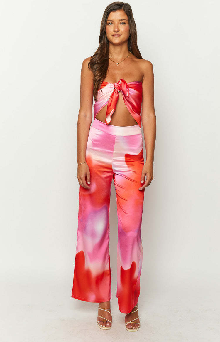 Mykonos Pink Print Pants-Vavasi.All Rights Reserved.