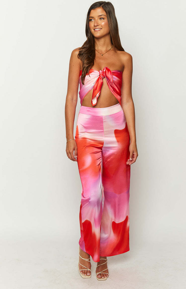 Mykonos Pink Print Pants-Vavasi.All Rights Reserved.