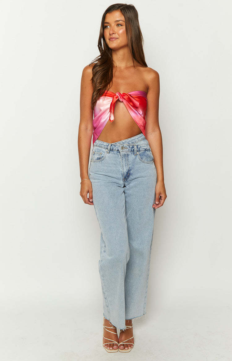 Mykonos Pink Print Scarf Top-Vavasi.All Rights Reserved.