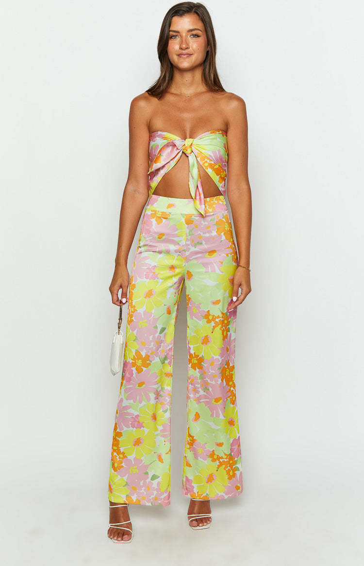Mykonos Yellow Floral Scarf Top-Vavasi.All Rights Reserved.
