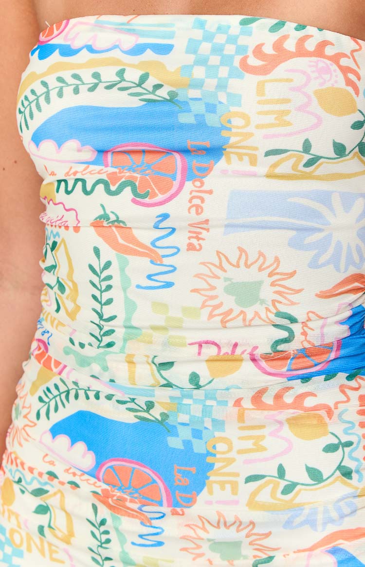 Nadi Dolce Print Gathered Strapless Mini Dress-Vavasi.All Rights Reserved.