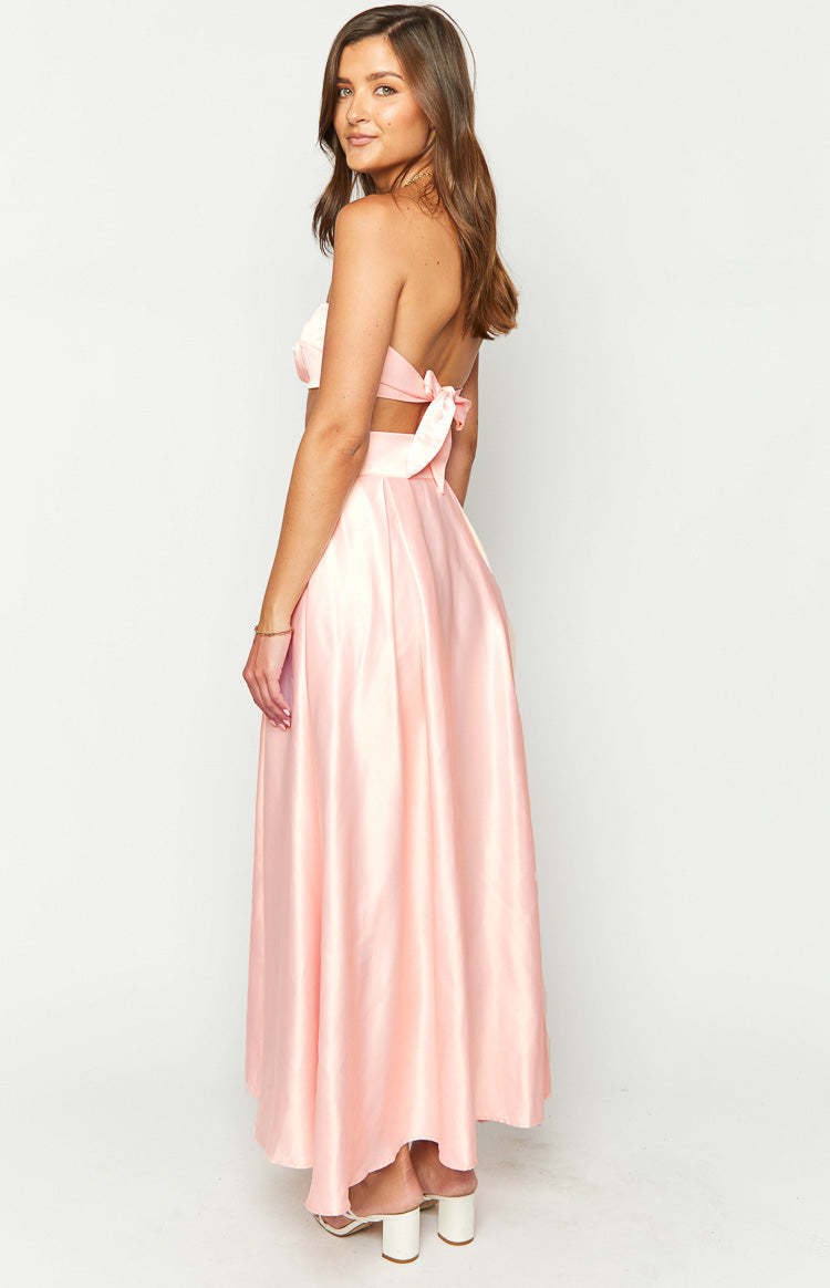 Nakiyah Pink Satin High Waisted Maxi Skirt-Vavasi.All Rights Reserved.