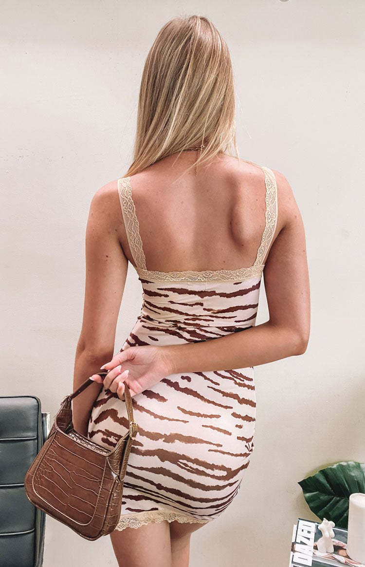 Nalah Animal Print Mini Dress Cream-Vavasi.All Rights Reserved.