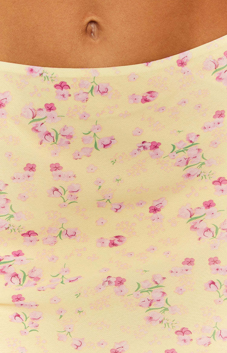 Nandita Yellow Floral Mini Skirt-Vavasi.All Rights Reserved.