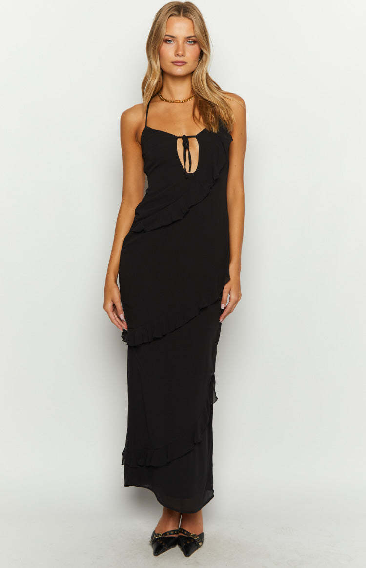 Naomi Black Chiffon Maxi Dress-Vavasi.All Rights Reserved.