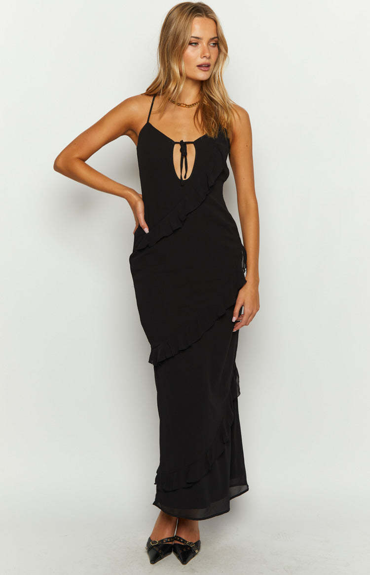 Naomi Black Chiffon Maxi Dress-Vavasi.All Rights Reserved.