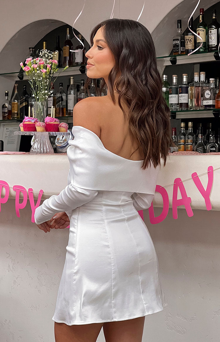 Natalie White Long Sleeve Mini Dress-Vavasi.All Rights Reserved.