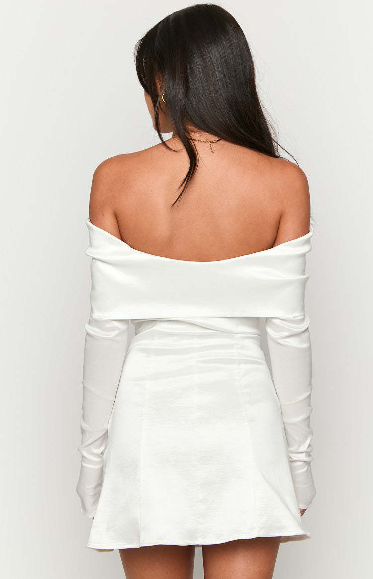 Natalie White Long Sleeve Mini Dress-Vavasi.All Rights Reserved.
