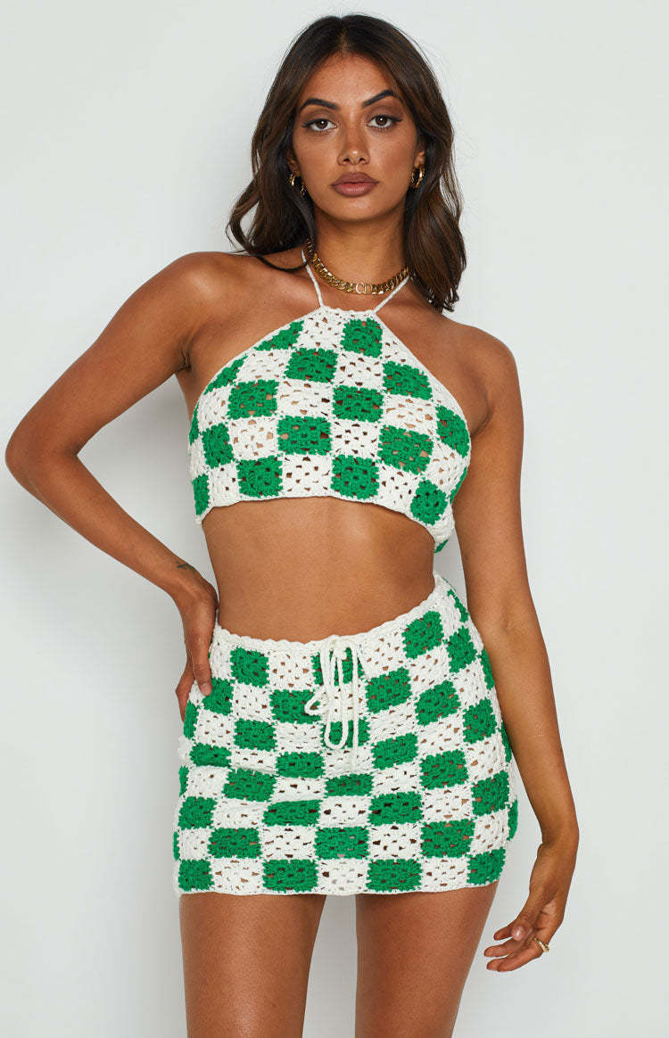 Natasha Green Check Crop Top-Vavasi.All Rights Reserved.