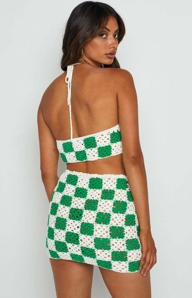 Natasha Green Check Crop Top-Vavasi.All Rights Reserved.