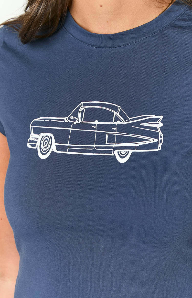 Navy Car Baby Tee-Vavasi.All Rights Reserved.