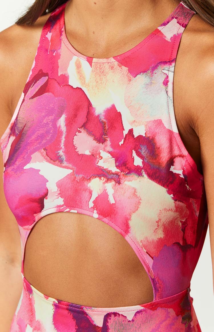New News Pink Print Maxi Dress-Vavasi.All Rights Reserved.