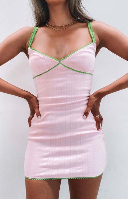 Nicole Rib Mini Dress Pink-Vavasi.All Rights Reserved.