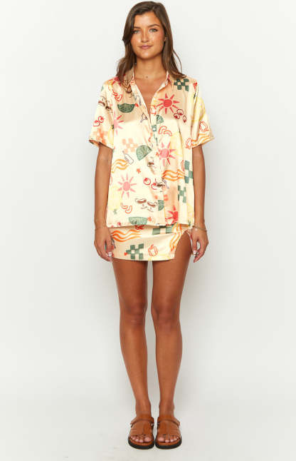 Noir Golden Escape Yellow Print Shirt-Vavasi.All Rights Reserved.