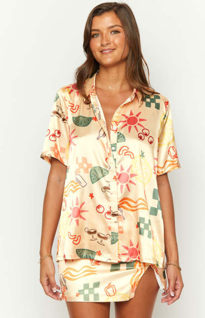 Noir Golden Escape Yellow Print Shirt-Vavasi.All Rights Reserved.