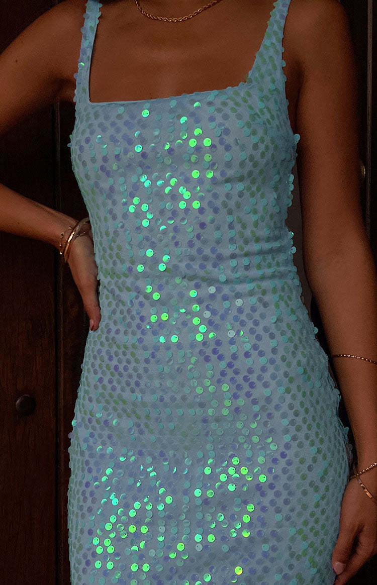 Nova Blue Sequin Maxi Dress-Vavasi.All Rights Reserved.
