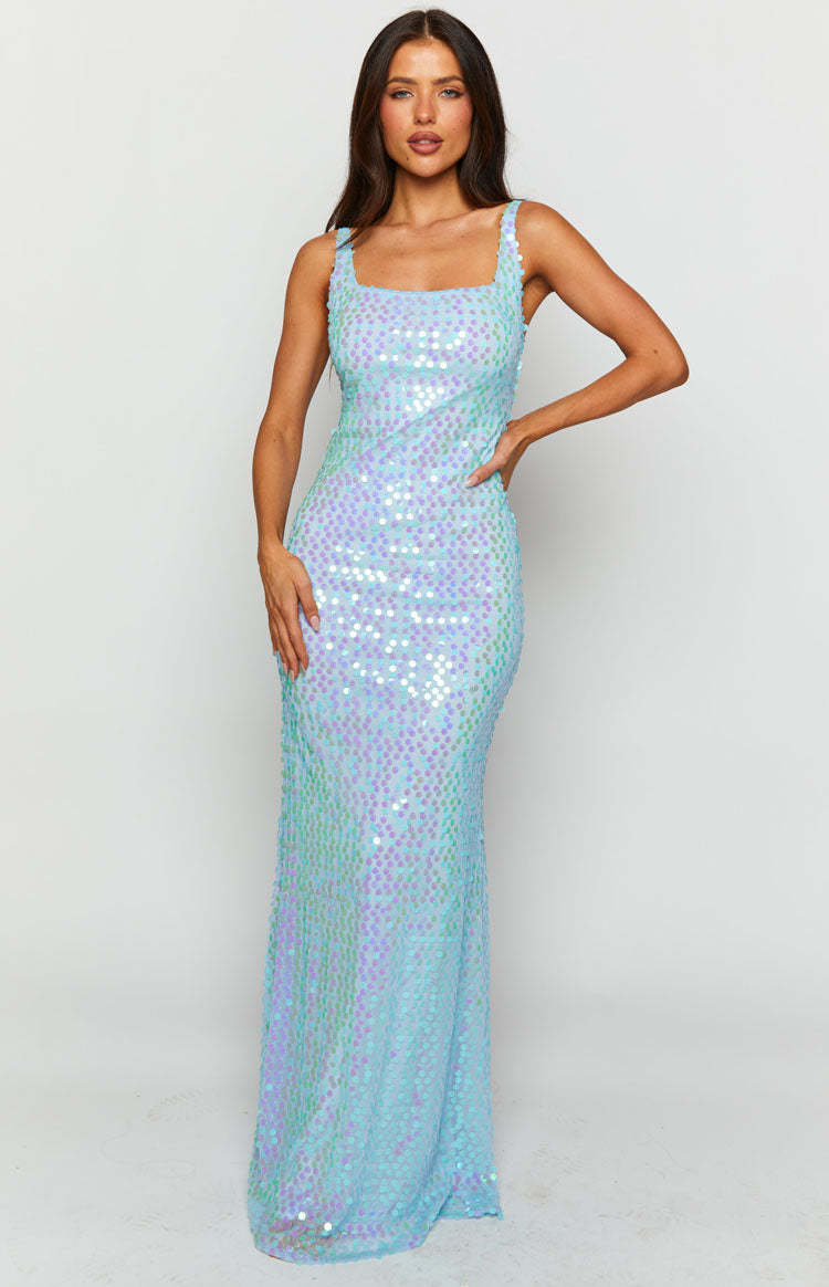 Nova Blue Sequin Maxi Dress-Vavasi.All Rights Reserved.