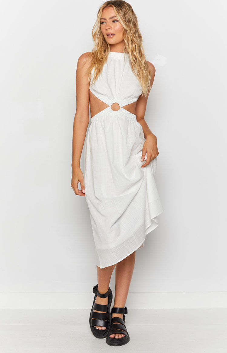 Odessa Backless Midi Dress White-Vavasi.All Rights Reserved.