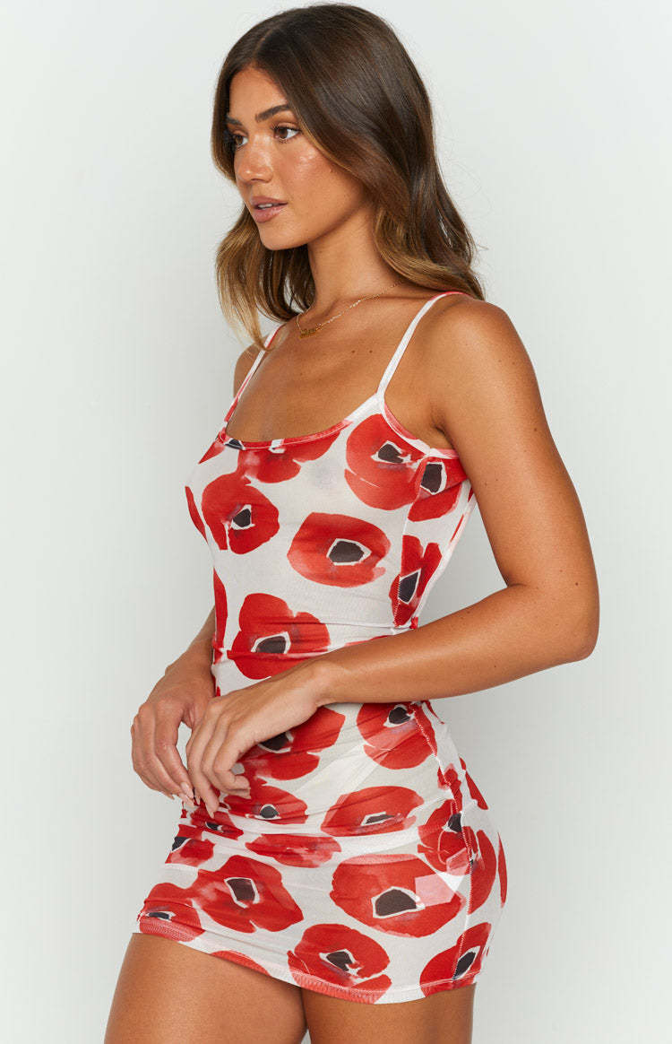 OMIGHTY Painted Flowers Mesh Dress-Vavasi.All Rights Reserved.